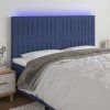 Čelo postele s LED 180x5x118/128 cm textil [3122677] (Barva Tmavě šedá)