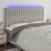 Čelo postele s LED 180x5x118/128 cm textil [3122677] (Barva Tmavě šedá)