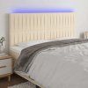 Čelo postele s LED 180x5x118/128 cm textil [3122677] (Barva Tmavě šedá)