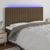Čelo postele s LED 180x5x118/128 cm textil [3122677] (Barva Tmavě šedá)