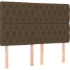 Čelo postele s LED 144x7x118/128 cm textil [3122761] (Barva Tmavě hnědá)