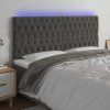 Čelo postele s LED 200x7x118/128 cm samet [3122827] (Barva Tmavě šedá)