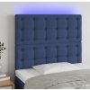 Čelo postele s LED 90x5x118/128 cm textil [3122846] (Barva Modrá)