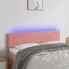 Čelo postele s LED 144x5x78/88 cm samet [3121381] (Barva Tmavě šedá)