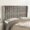 Čelo postele typu ušák 147x23x118/128 cm samet [3118438] (Barva Světle šedá)