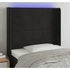 Čelo postele s LED 83 x 16 x 118/128 cm samet [3123800] (Barva Černá)