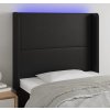 Čelo postele s LED 83 x 16 x 118/128 cm umělá kůže [3123840] (Barva Černá)