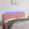 Čelo postele s LED 144x5x78/88 cm samet [3121805] (Barva Růžová)