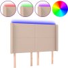 Čelo postele s LED 147 x 16 x 118/128 cm umělá kůže [3123863] (Barva Cappuccino)