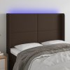 Čelo postele s LED 147 x 16 x 118/128 cm umělá kůže [3123863] (Barva Cappuccino)