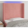Čelo postele s LED 93 x 16 x 118/128 cm samet [3123809] (Barva Růžová)