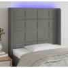 Čelo postele s LED 93 x 16 x 118/128 cm textil [3124031] (Barva Tmavě šedá)