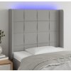 Čelo postele s LED 93 x 16 x 118/128 cm textil [3124031] (Barva Tmavě šedá)
