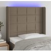 Čelo postele s LED 93 x 16 x 118/128 cm textil [3124031] (Barva Tmavě šedá)
