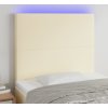 Čelo postele s LED 90x5x118/128 cm umělá kůže [3122224] (Barva Krémová)