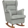 Houpací křeslo s opěradlem, samet a masivní dřevo [329363] (Barva Světle šedá)
