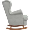 Houpací křeslo s opěradlem, samet a masivní dřevo [329363] (Barva Světle šedá)
