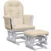 Křeslo glider se stoličkou světle textil [351668] (Barva Černá a krémová)