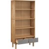 Knihovna OTTA se 2 zásuvkami masivní borové dřevo [351305] (Barva Hnědá a bílá)