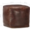 Sedací puf 40 x 40 x 40 cm pravá kozí kůže [248127] (Barva Tmavě hnědá)