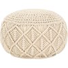 Ručně vyrobený sedací puf macramé 45 x 30 cm bavlna [248089] (Barva Bílá)