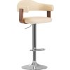 Barové stoličky 2 ks ohýbané dřevo a umělá kůže [327335] (Barva krémová a tmavě hnědá)