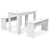Jídelní stůl a lavice 3 kusy kompozitní dřevo [244865] (Barva Bílá)
