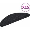 Schodové rohože samolepicí 15 ks 56 x 17 x 3 cm půlkulaté [132692] (Barva Černá)