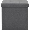 Skládací úložné stoličky 2 ks umělý len [247079] (Barva Tmavě šedá)
