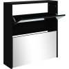 Botník se zrcadlem 2patrový 63 x 17 x 67 cm [342629] (Barva Černá)