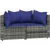 Zahradní rohové pohovky s poduškami 2 ks polyratan [319806] (Barva Černo-modrá)