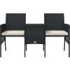 2místná zahradní pohovka se stolkem a otomany polyratan [44452] (Barva Černá)