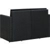 2místná zahradní pohovka s poduškami polyratan [45784] (Barva Černá)