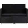 2místná zahradní pohovka s poduškami polyratan [45784] (Barva Černá)