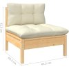 3místná zahradní pohovka s krémovými poduškami masivní borovice [3096076] (Barva Hnědá a krémová)