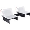 Zahradní lehátka 2 ks se stolkem polyratan [43068] (Barva Hnědá a bílá)