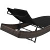 Zahradní lehátka 2 ks se stolkem polyratan a textilen [44892] (Barva Hnědo-černá)