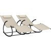 Houpací lehátka 2 ks ocel a textilen [318130] (Barva Krémová)
