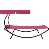 Zahradní lehátko s baldachýnem a polštářkem [313536] (Barva Růžová)