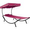 Zahradní lehátko s baldachýnem a polštářkem [313536] (Barva Růžová)