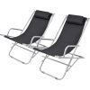 Polohovatelná zahradní křesla 2 ks ocel [42936] (Barva Černá)