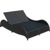 Dvojité zahradní lehátko s poduškou polyratan [41977] (Barva Černá)