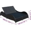 Dvojité zahradní lehátko s poduškou polyratan [41977] (Barva Černá)