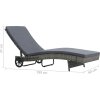 Zahradní lehátko s kolečky a poduškou polyratan [44454] (Barva Černá)