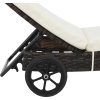 Zahradní lehátko s kolečky a poduškou polyratan [44454] (Barva Černá)