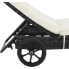 Zahradní lehátko s kolečky a poduškou polyratan [44454] (Barva Černá)