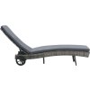 Zahradní lehátko s kolečky a poduškou polyratan [44454] (Barva Černá)
