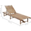 Zahradní lehátko s poduškou bambus [3061635] (Barva Béžová)