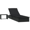 Zahradní lehátko 1 ks se stolkem polyratan [319634] (Barva Černá)