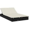 Zahradní lehátko pro 2 osoby s poduškami polyratan [319645] (Barva Černá a krémová)